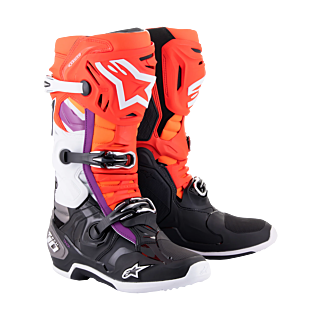 Alpinestars Motocross Boots Tech 10 - Black / Fluo Red / Fluo Orange / White
