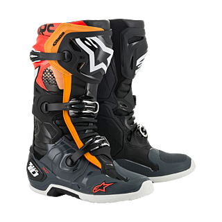 Alpinestars Motocross Boots Tech 10 - Black / Grey / Orange / Fluo Red