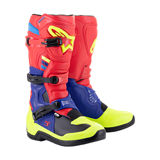 Alpinestars Motocross Boots Tech 3 - Red / Dark Blue / Fluo Yellow