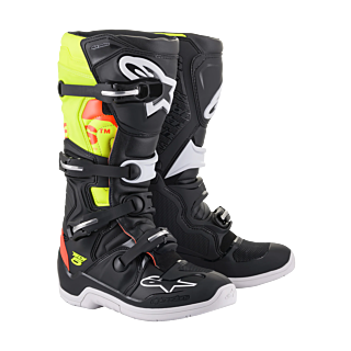 Alpinestars Motocross Boots Tech 5 - Black / Fluo Red / Fluo Yellow