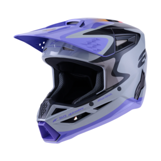 Alpinestars Youth Motocross Helmet S-M3 Jettson - Grey / Purple / Black