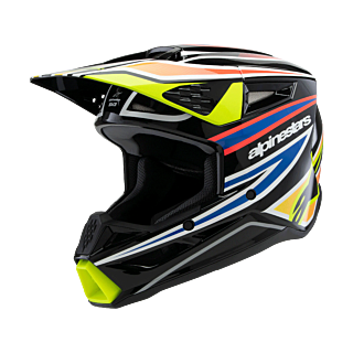 Alpinestars Youth Motocross Helmet S-M3 Wurx - Black / Fluo Yellow / Blue / Red