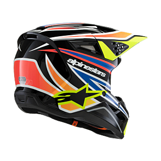 Alpinestars Youth Motocross Helmet S-M3 Wurx - Black / Fluo Yellow / Blue / Red