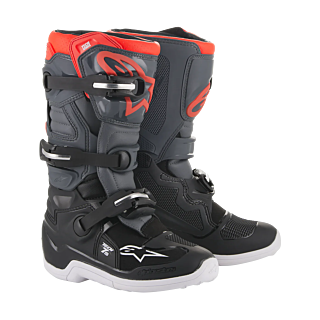 Alpinestars Youth Motocross Boots Tech 7S - Black / Dark Grey / Red Fluo