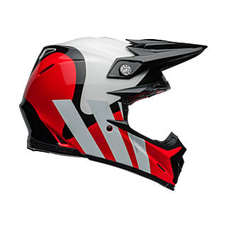 Bell Motocross Helmet Moto-9S Flex Hello Cousteau Stripes - White / Red