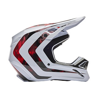 Fox Motocross Helmet V1 Kairos - White / Fluo Red