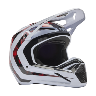 Fox Motocross Helmet V1 Kairos - White / Fluo Red