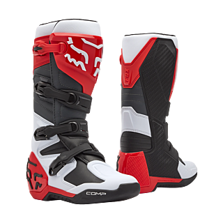 Fox Motocross Boots Comp - White / Fluo Red