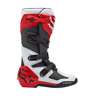Fox Motocross Boots Comp - White / Fluo Red