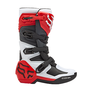 Fox Youth Motocross Boots Comp - White / Fluo Red