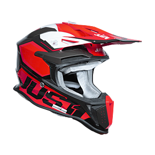 Just1 Motocross Helmet J18F Hexa - Red / White / Black / Titanium