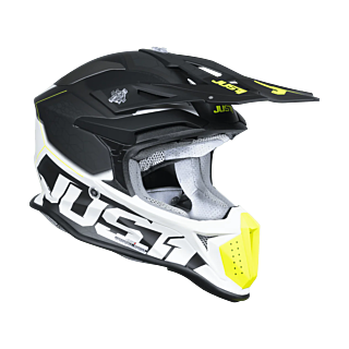Just1 Motocross Helmet J18F Hexa - Black / Grey / Fluo Yellow / White