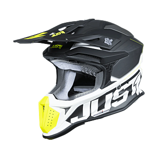 Just1 Motocross Helmet J18F Hexa - Black / Grey / Fluo Yellow / White