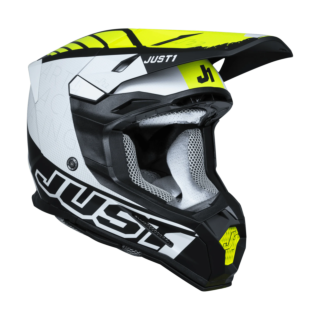 Just1 Motocross Helmet J22F Dynamo - Black / White / Fluo Yellow