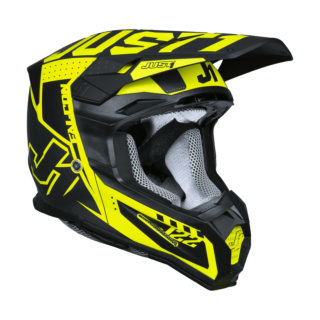 Just1 Motocross Helmet J22F Falcon - Black / Titanium / Fluo Yellow