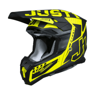 Just1 Motocross Helmet J22F Falcon - Black / Titanium / Fluo Yellow