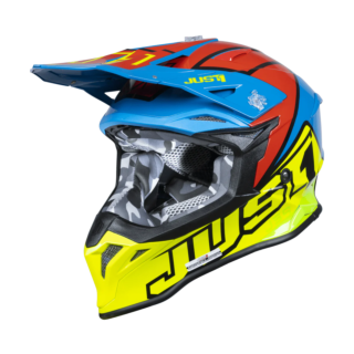 Just1 Motocross Helmet J39 Thruster - Fluo Yellow / Blue / Red / Black