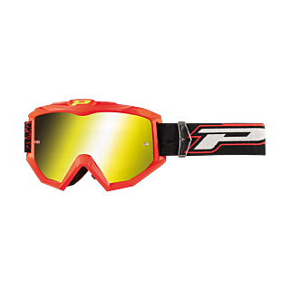 Progrip Motocross Goggle 3204 FL Shiny Side - Fluo Mat Red - Multilayered / Mirrored Yellow