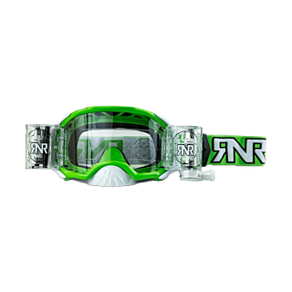 RNR Motocross Goggle Roll-Off Platinum WVS - Green - Clear
