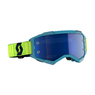 Scott Motocross Goggle Fury - Teal Blue / Neon Yellow - Mirror Electric Blue