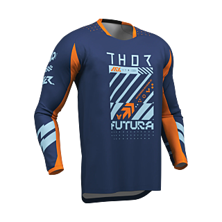 Thor Motocross Jersey 2026 Launchmode Futura - Navy / Orange