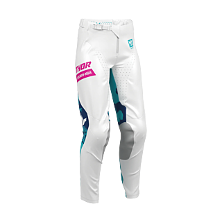 Thor Women Motocross Pants 2026 Launchmode Bleach - White / Aqua