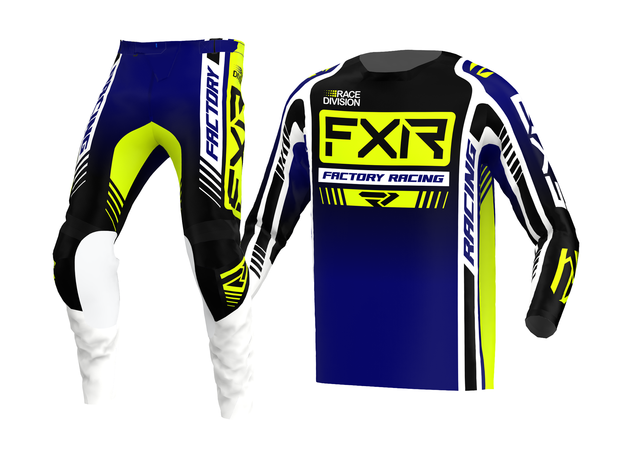FXR Motocross Gear Clutch Pro - Midnight / HiVis / White