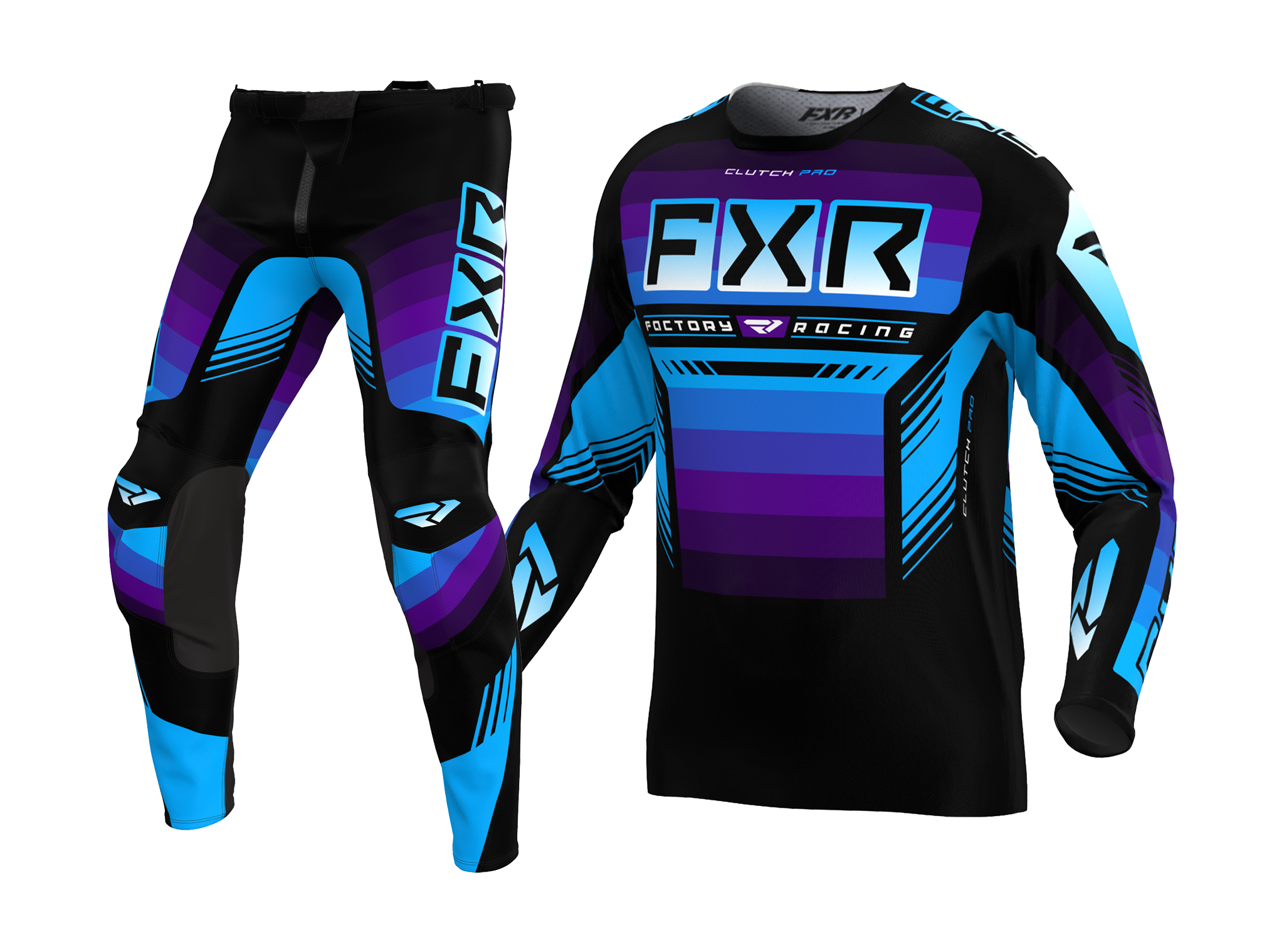 FXR Motocross Gear Clutch Pro - Black / Purple / Blue