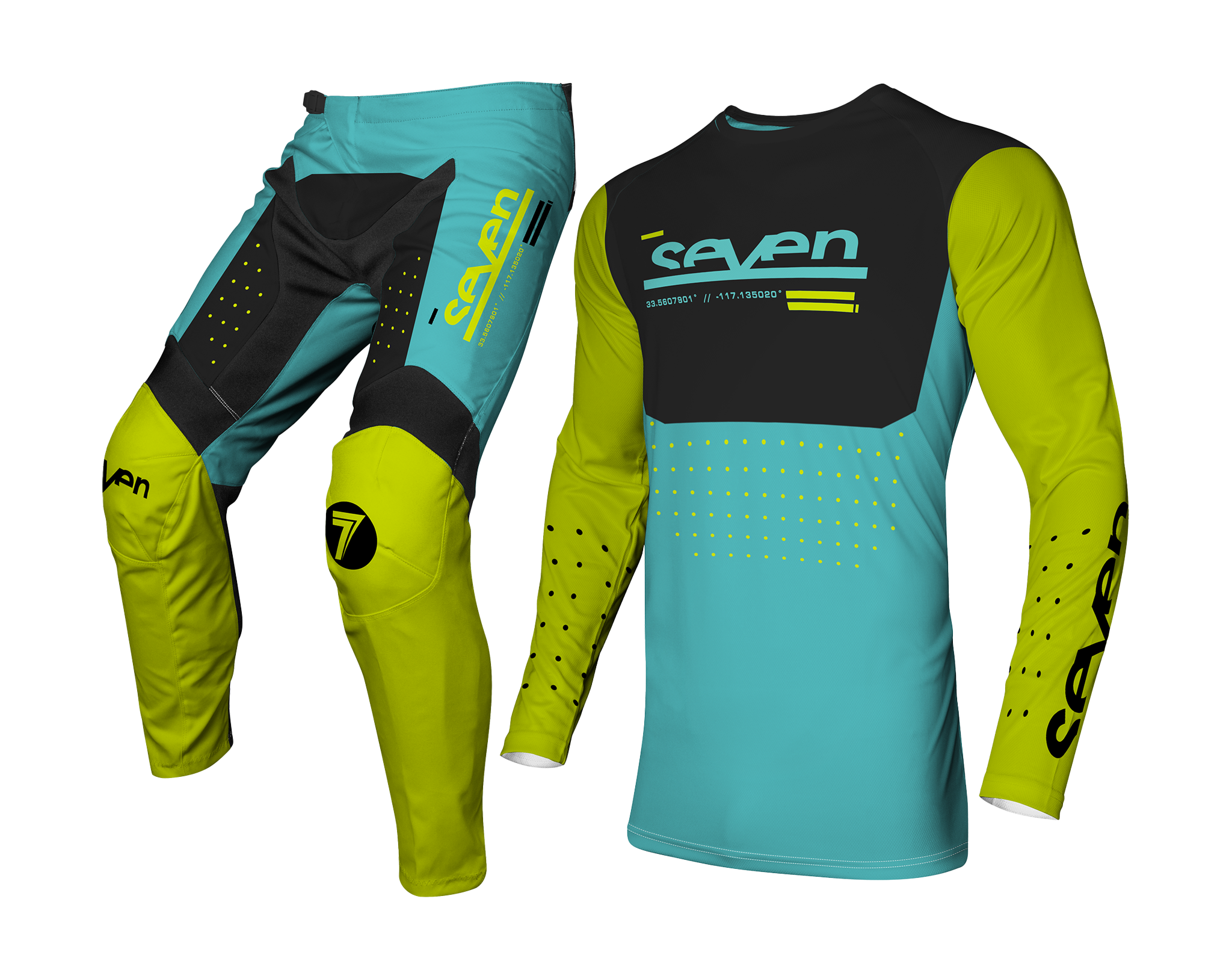 Seven Youth Motocross Gear Vox Aperture - Flo Yellow / Blue