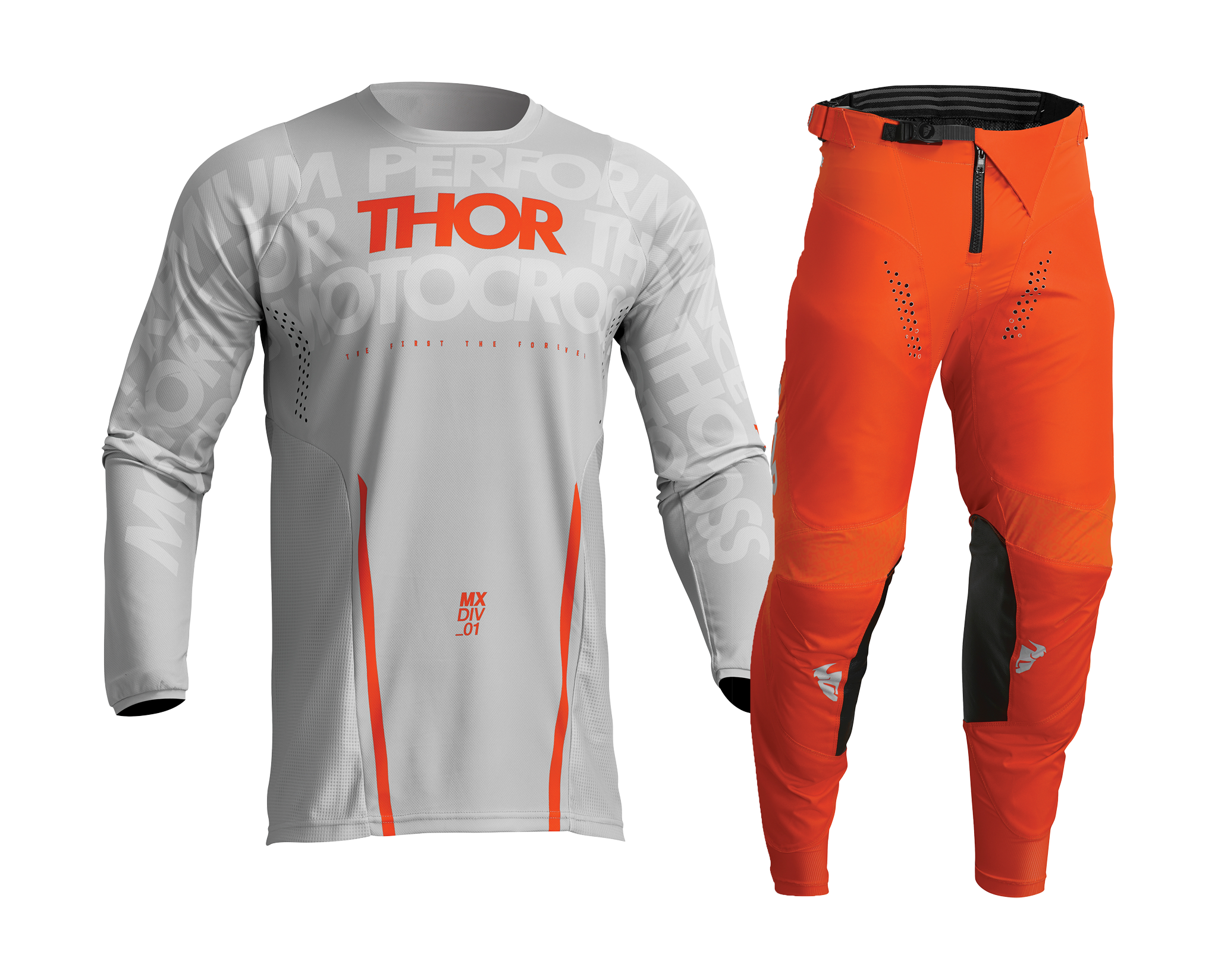 Thor Motocross Gear Pulse Mono - Light Grey / Orange