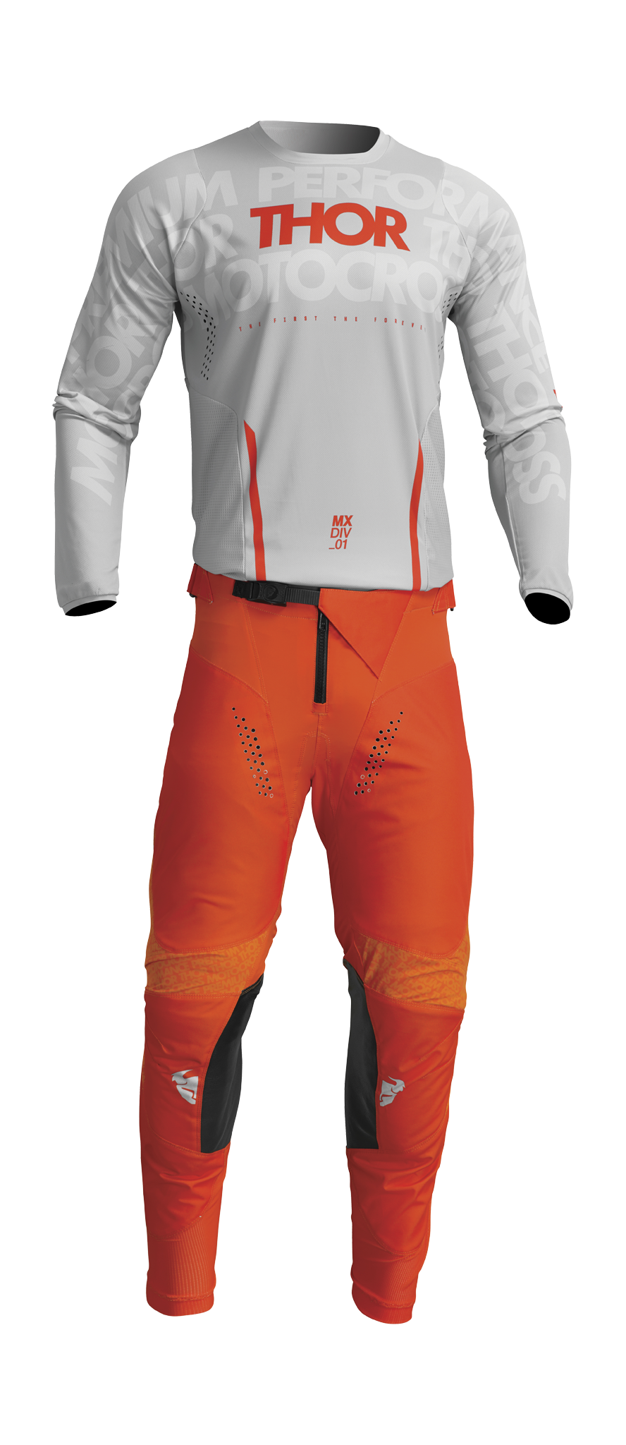 Thor Motocross Gear Pulse Mono - Light Grey / Orange