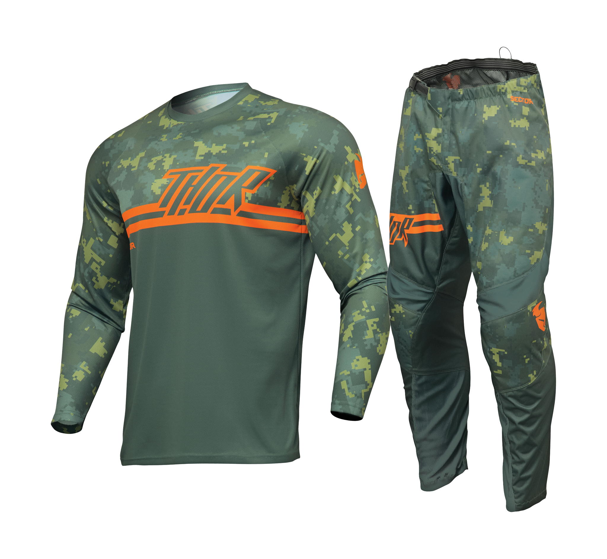 Thor Youth Motocross Gear Sector Digi - Forest Green / Camo