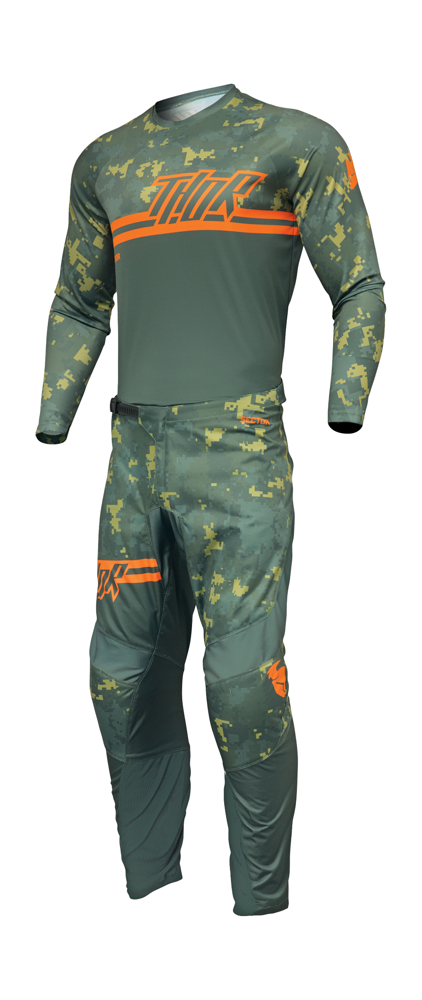 Thor Youth Motocross Gear Sector Digi - Forest Green / Camo