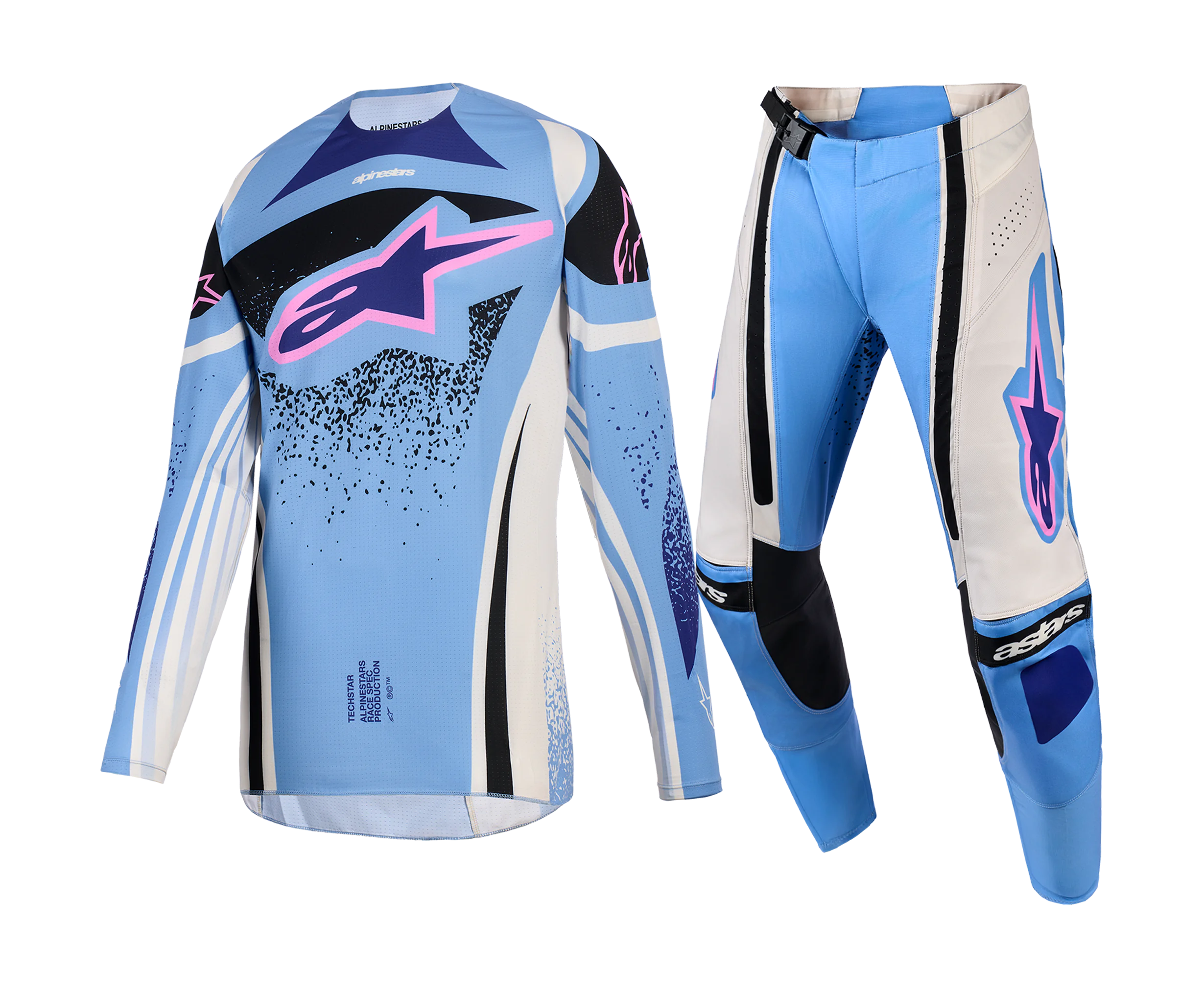 Alpinestars Women Motocross Gear 2026 Techstar Nomur - Light Blue / Off White / Black