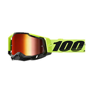 100% Motocross Goggle Racecraft 2 Neon Yellow - Mirror Red