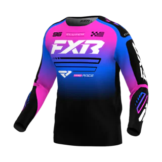 FXR Youth Motocross Jersey Clutch - Black / Blue / Pink
