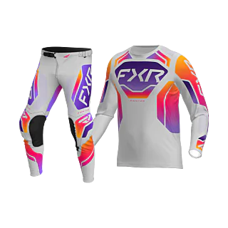 FXR Youth Motocross Gear 2026 Podium - Grey / Purple / Tangerine